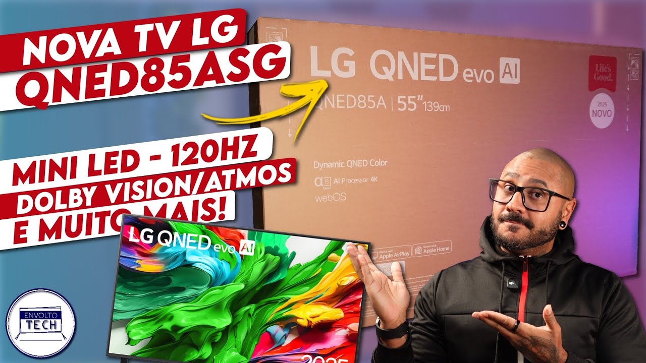 Unboxing e Testes da NOVA TV LG MINI LED QNED85ASG - IA Dolby VISION ATMOS e MAIS!