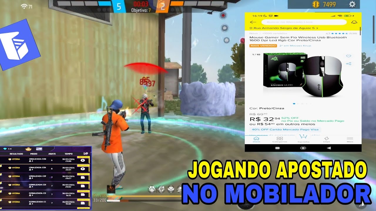 JOGANDO APOSTADO NO MOBILADOR ATE COMPRAR UM MOUSE NOVO!!! FREE FIRE HIGHLIGHTS