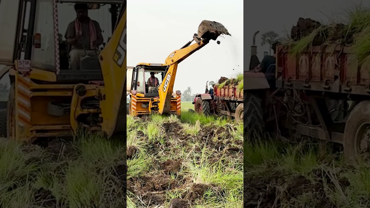 JCB vs Tractor Trolley Mud Loading Battle Royale!