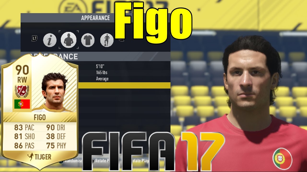 FIFA 17 - Figo - Virtual Pro Look A Like Tutorial ( with Stats )