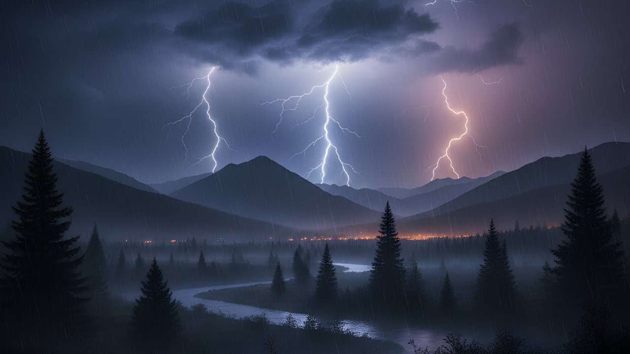 Distant Thunder & Rain Sounds White Noise for Deep Sleep, Focus, & Relaxation | Black Screen