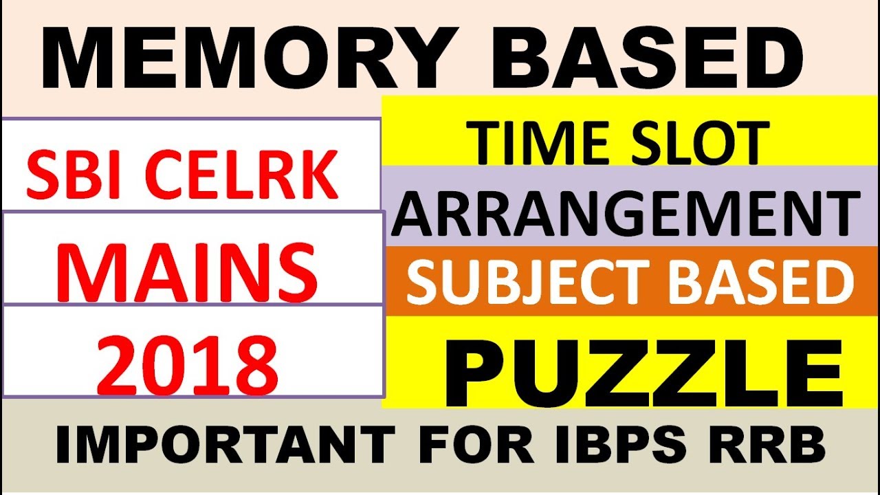 Memory Based  Puzzle Asked in SBI CLERK MAINS (TIME SLOT Puzzle Asked in 2018) || RRB PO 2018