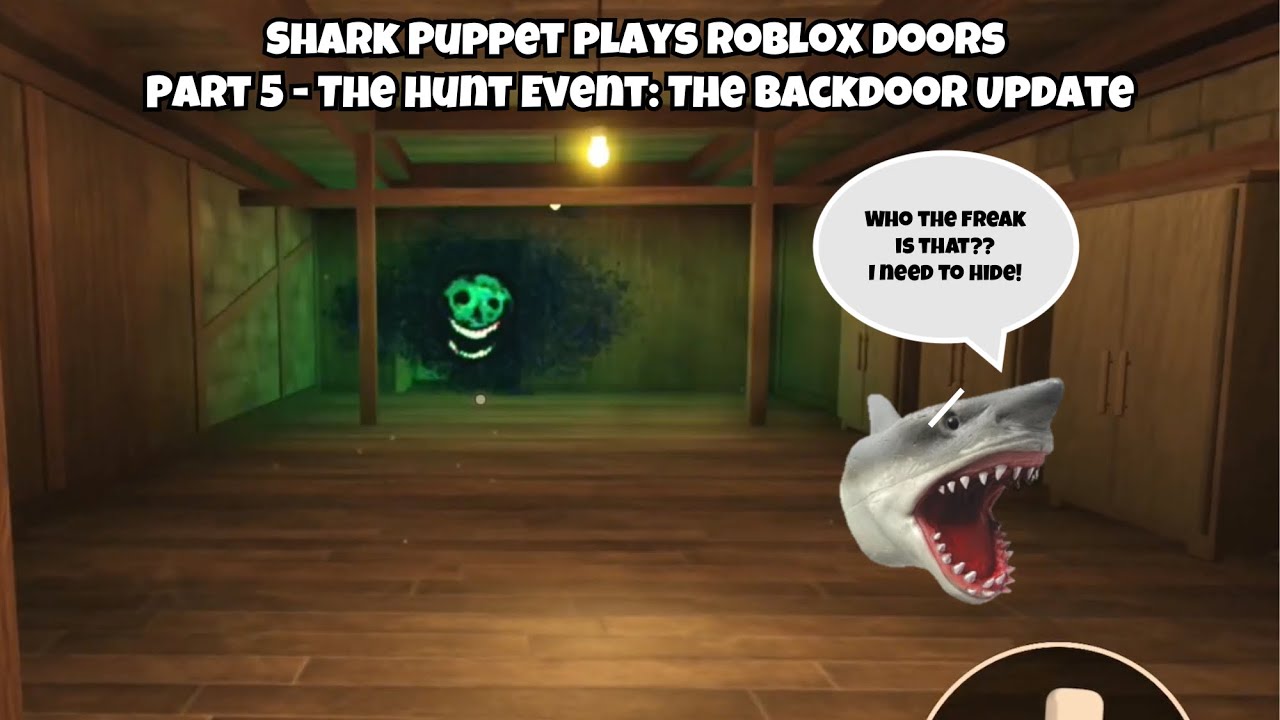 Фильм SB: Shark Puppet играет в Roblox Doors! (Часть 5 — Событие «Охота»: Обновление «Задняя дверь»)