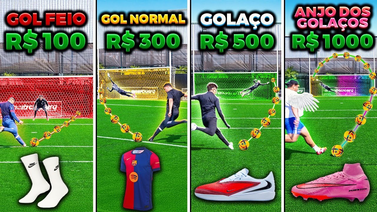 GOL FEIO, GOL NORMAL, GOLAÇO E ANJO DOS GOLAÇOS!! 😱(REGRA NOVA HARDCORE) *VALENDO PRODUTOS DA NIKE 🤑