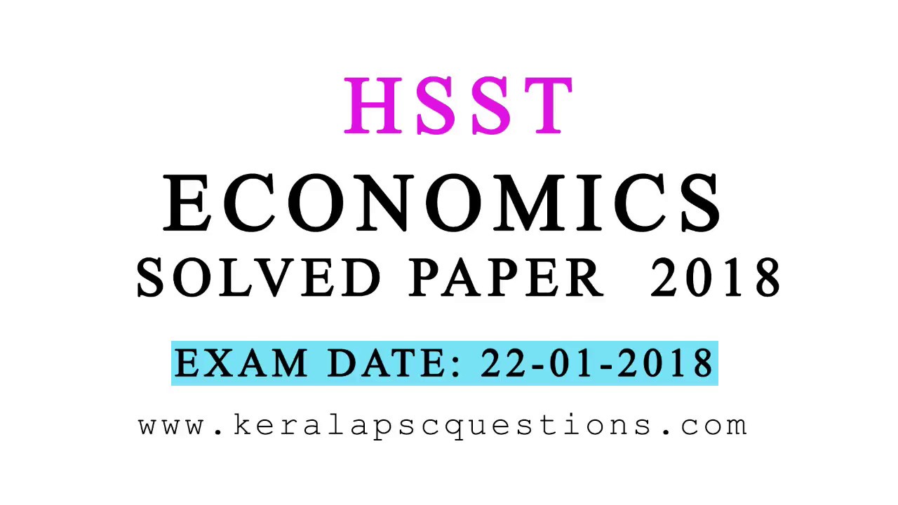Kerala PSC HSST economics Answer key 2018