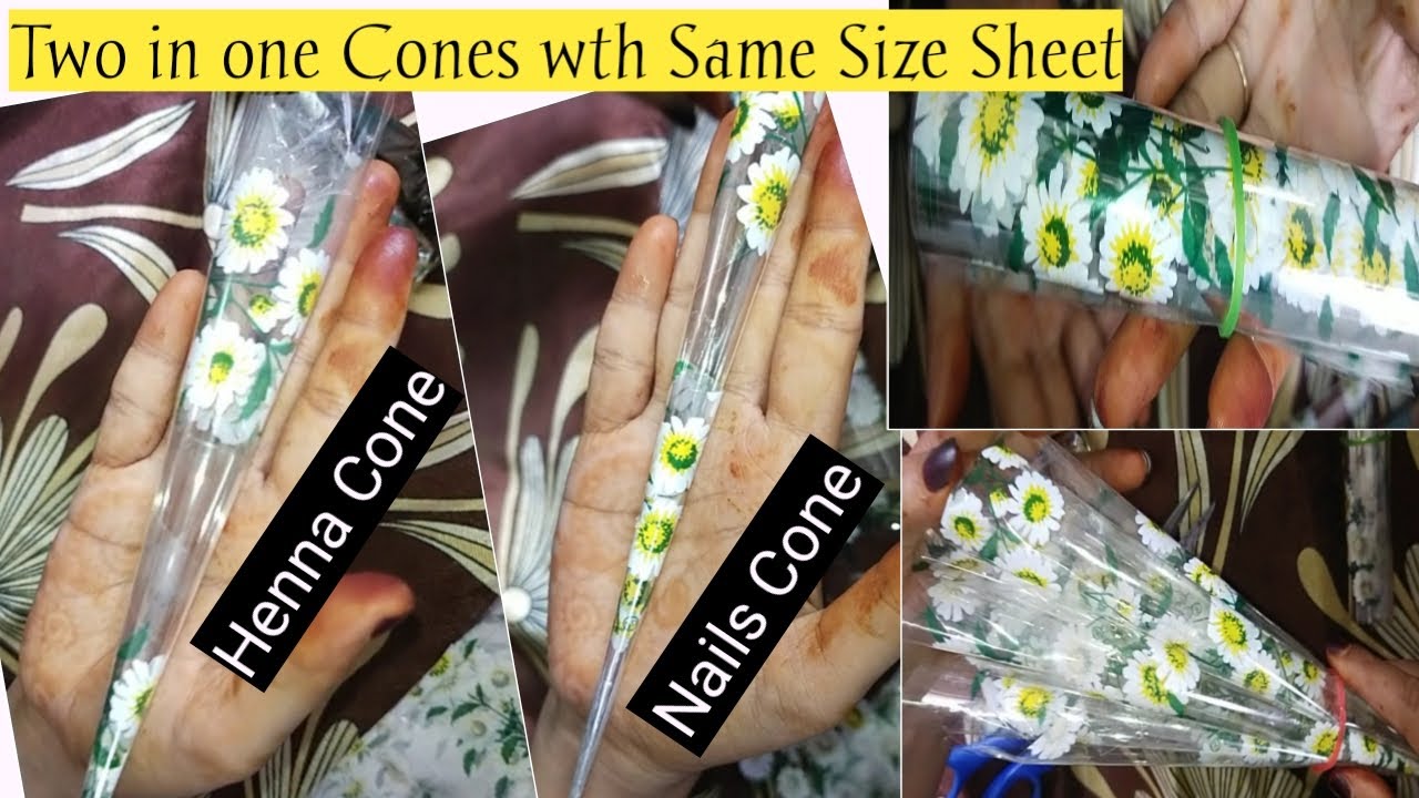 Mehndi, Nails Mehndi Cones banaye ek hi size Cello Sheets se//Pre-prepared Cones Ideas-Eid Special