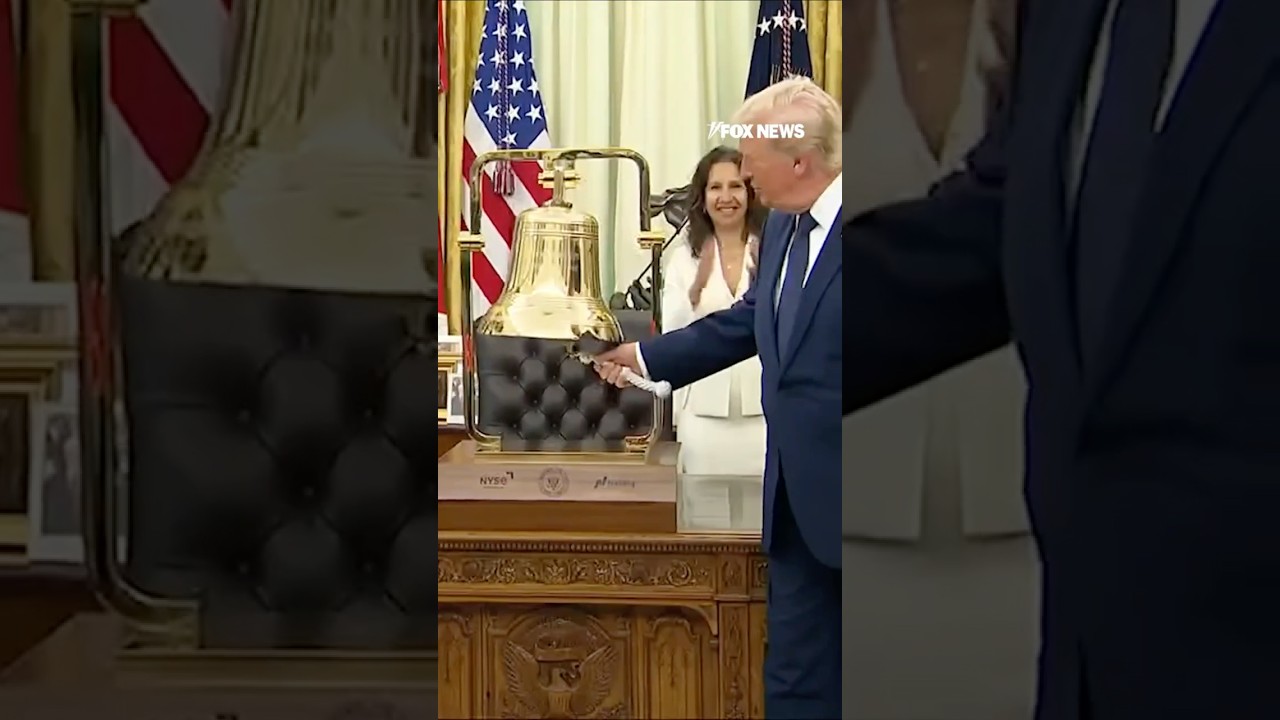 BREAKING: Trump rings opening bell for NASDAQ, NYSE from Oval Office #shorts #foxnews #trump