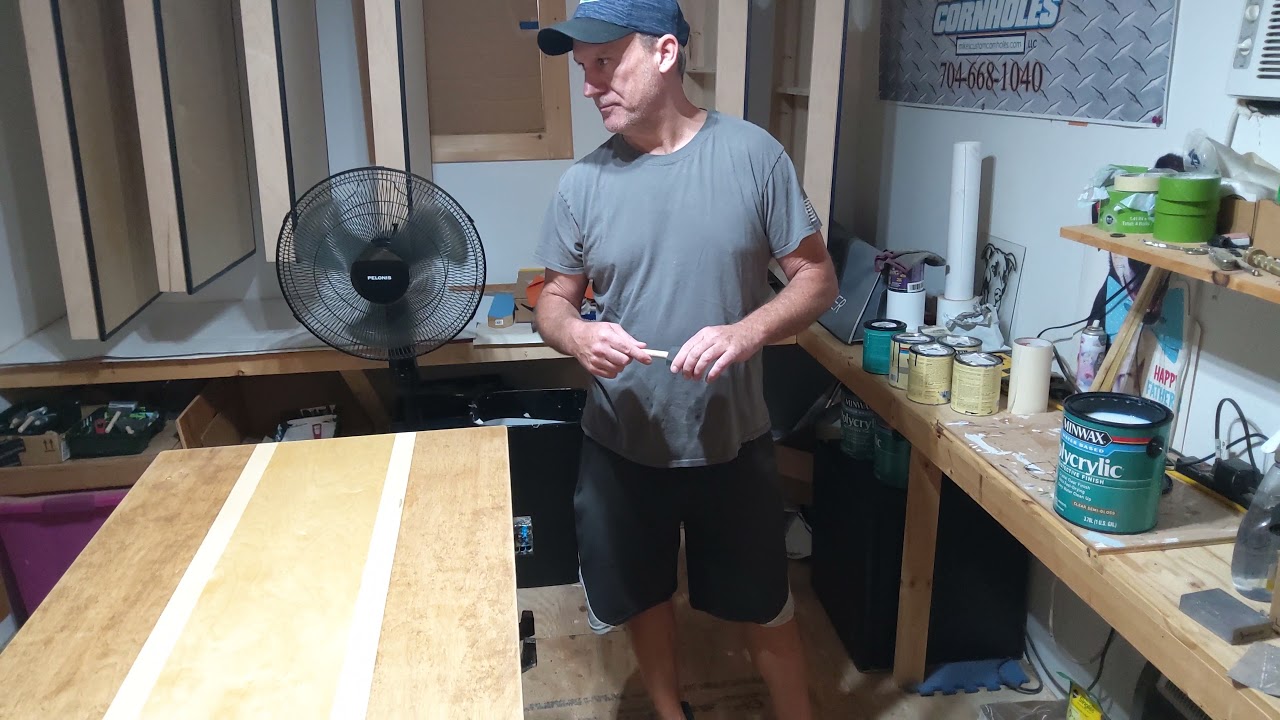 Clear coating cornhole boards