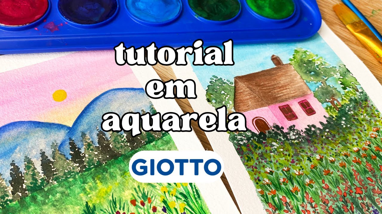 COMO PINTAR 2 PAISAGENS USANDO A AQUARELA DA GIOTTO 🌸 #aquarela  #aquarelaparainiciantes