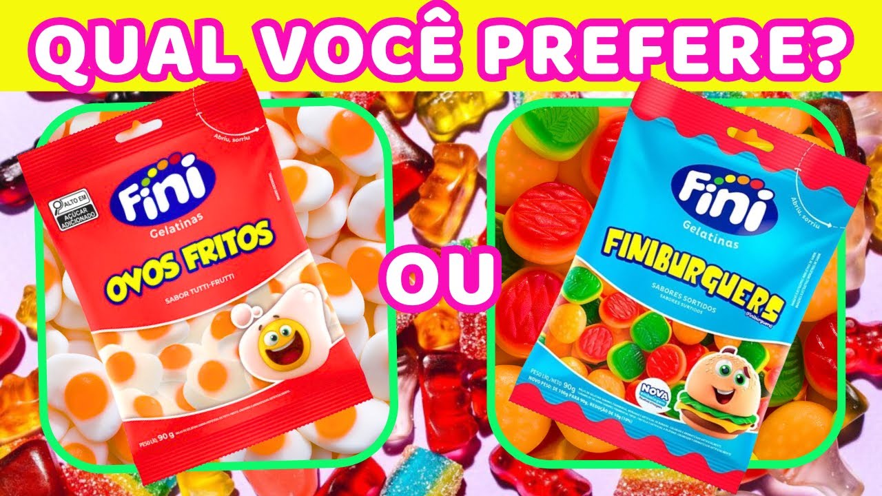 QUAL BALA FINI É A SUA CARA? 🍳FINI OVOS FRITOS OU FINI HAMBURGUES🍔?DESCUBRA SEU SABOR 🍫🍬🍭