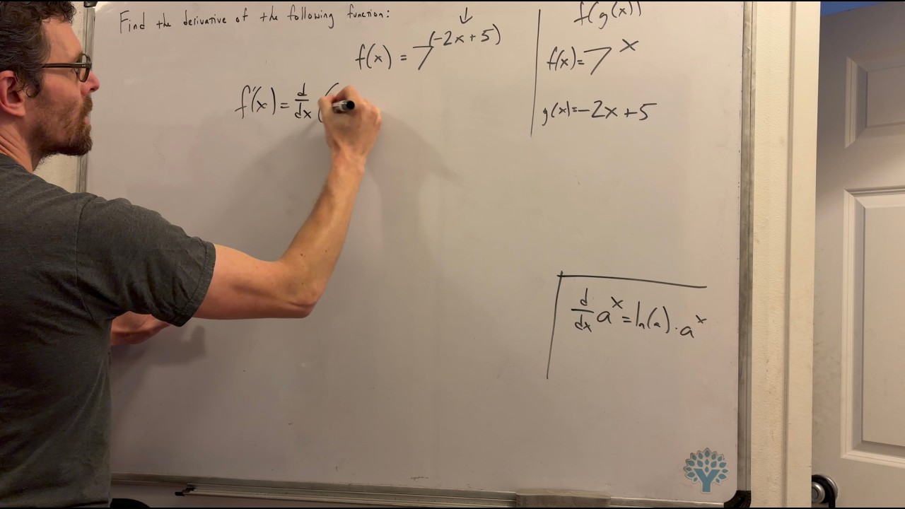 Finding the Derivative of a Exponential Function with a Chain Rule (Example #2)