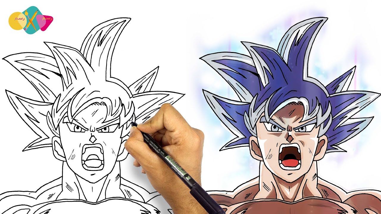 رسم جوكو الغريزة الفائقة | كيف ترسم جوكو خطوة بخطوة للمبتدئين ||رسم شخصيات انمي دراغون بول
