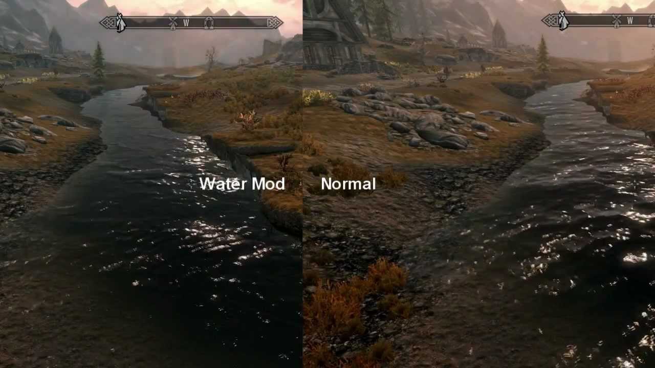 Skyrim Mod's #1: Realistic Water Textures v1.3 by isoku Comparison