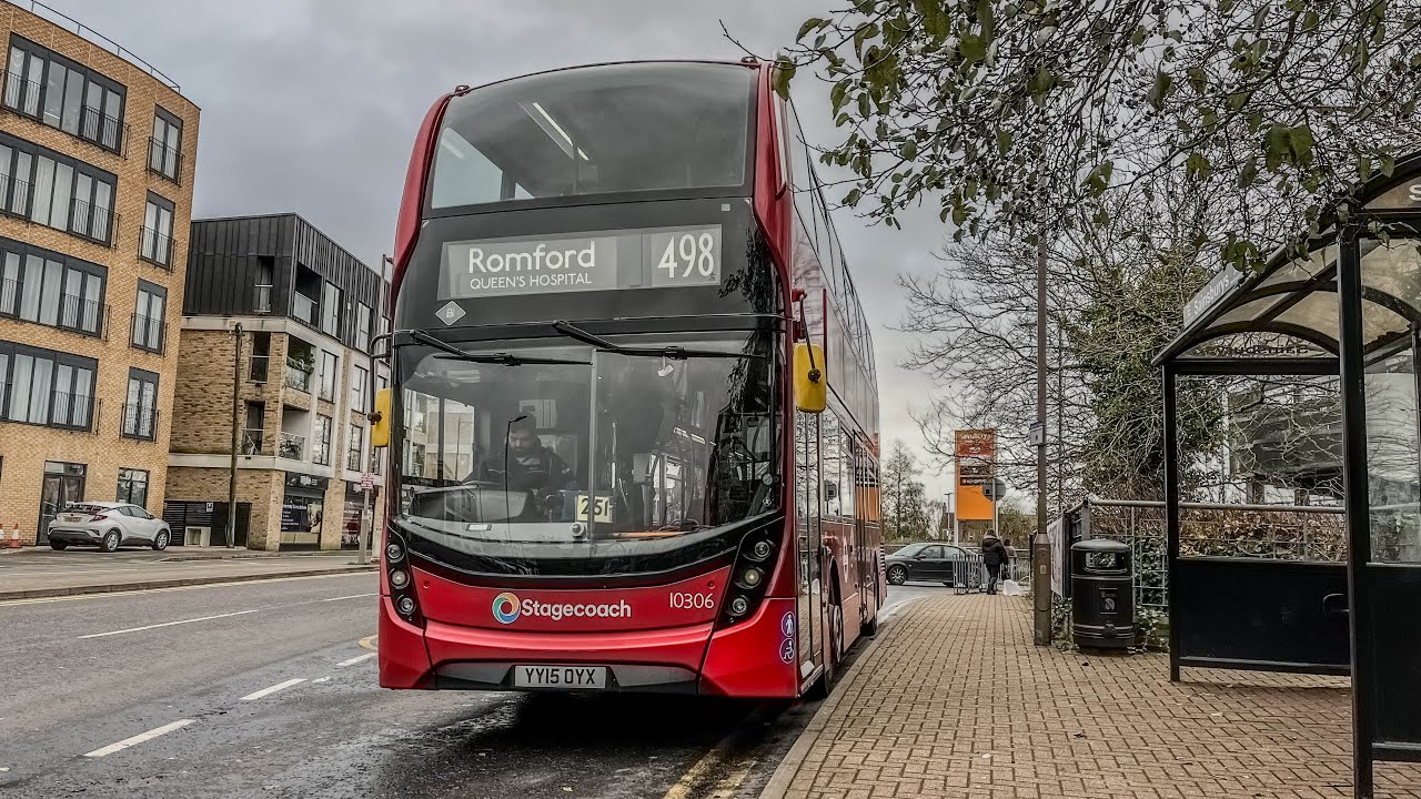 FRV. London Bus Route 498: Brentwood - Romford, Queen&rsquo;s Hospital 10306 (YY15OYX) Enviro400 MMC