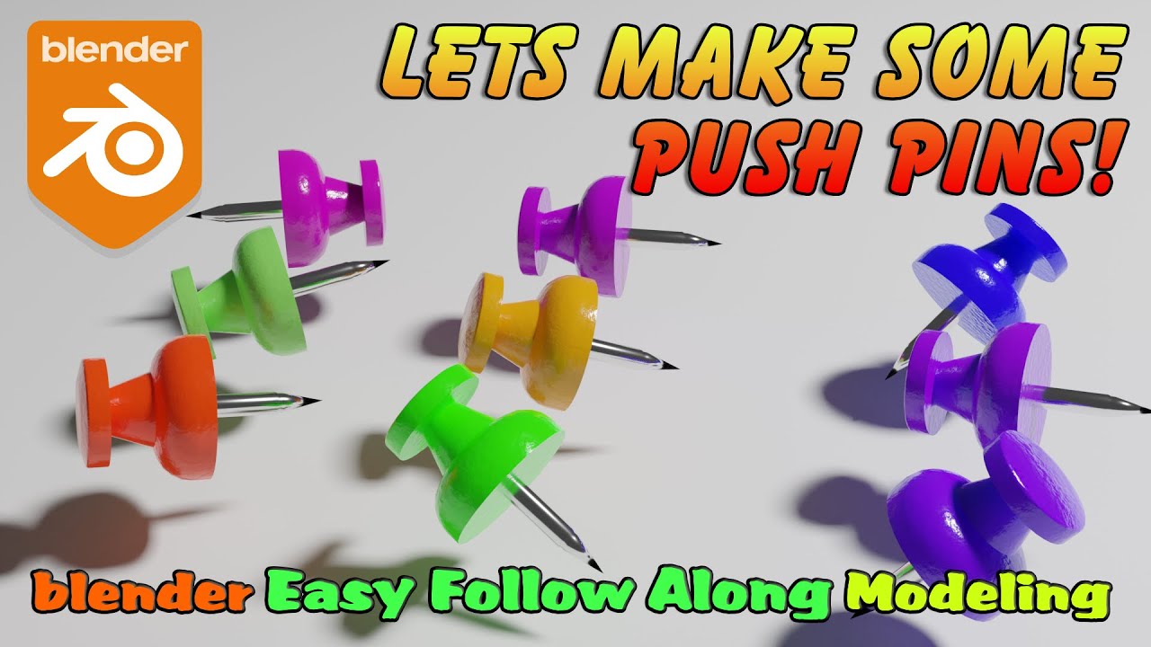Blender, model some Push Pins 📌, with Simple easy to follow Steps!