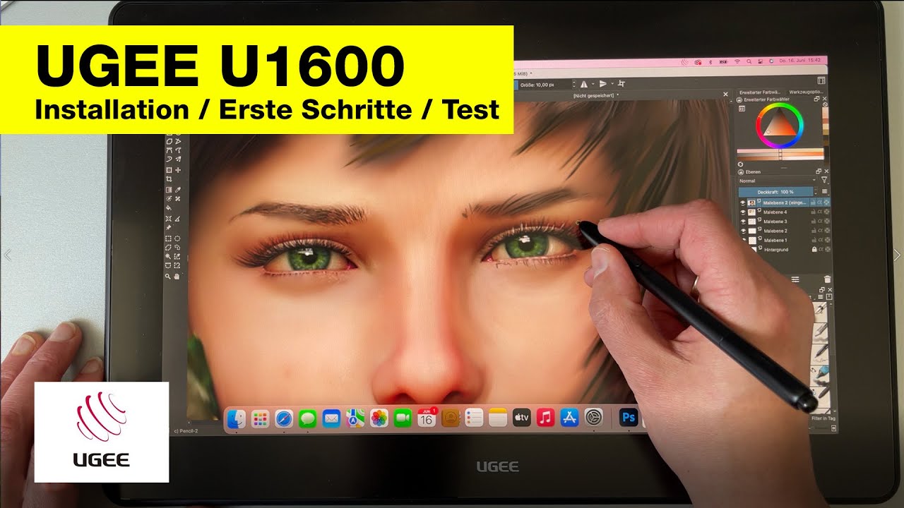 Einsteiger Pen Display Ugee U1600 - Installation, Tests, erste Übungen