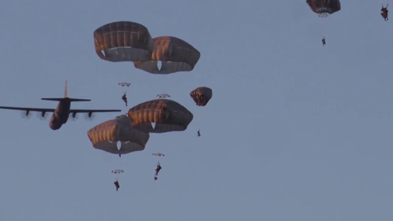 U.S. Paratroopers conduct C-130 Static Jump Airborne Operation