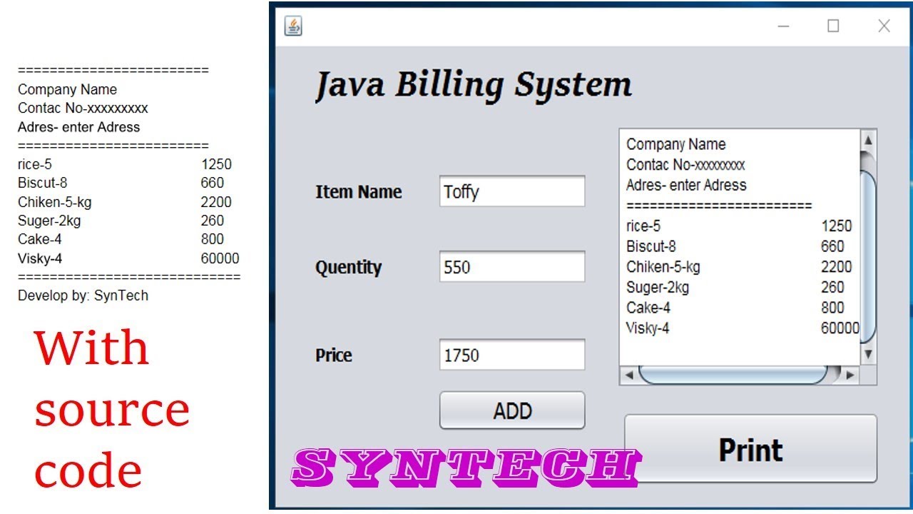 java complete project. billing system with source code