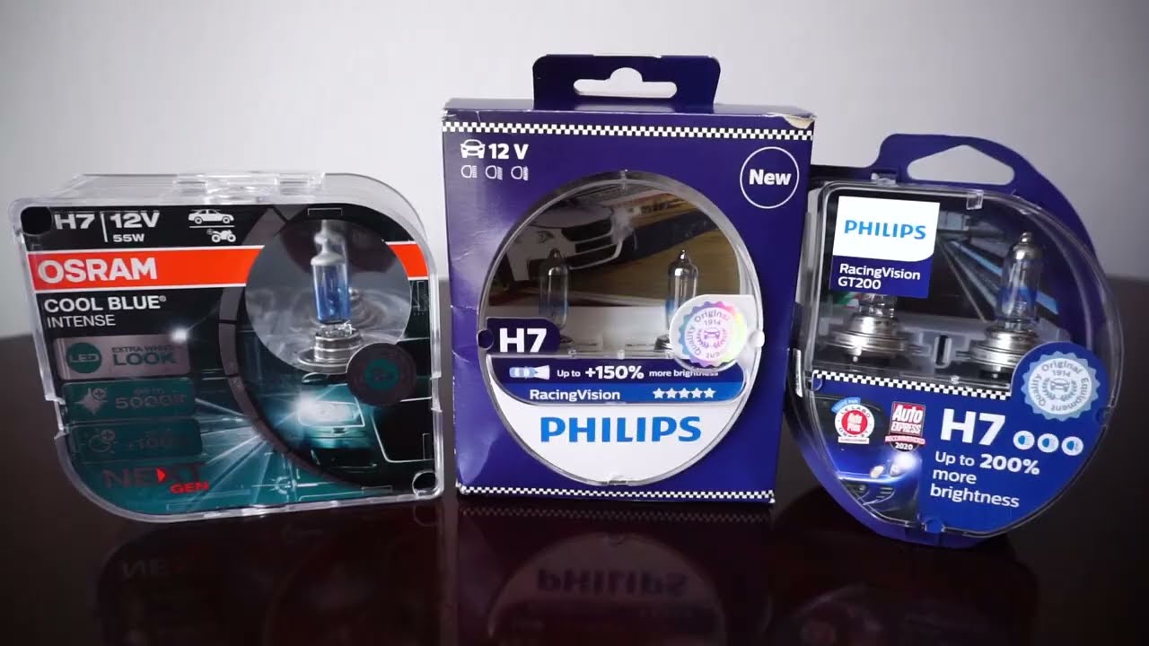 OSRAM Cool Blue Intense NEXT GEN, Philips RacingVision +150%, RacingVision GT200