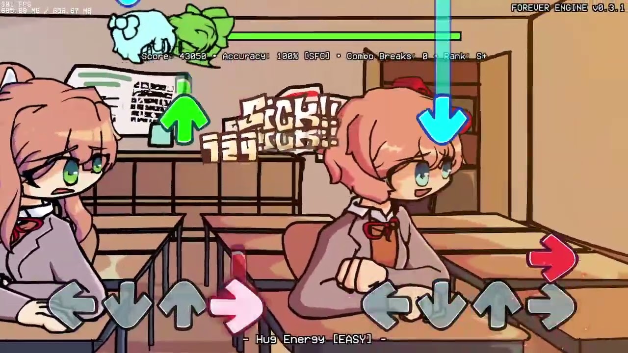 FNF A DDLC Plus Mod | Hug Energy Forever Engine Port