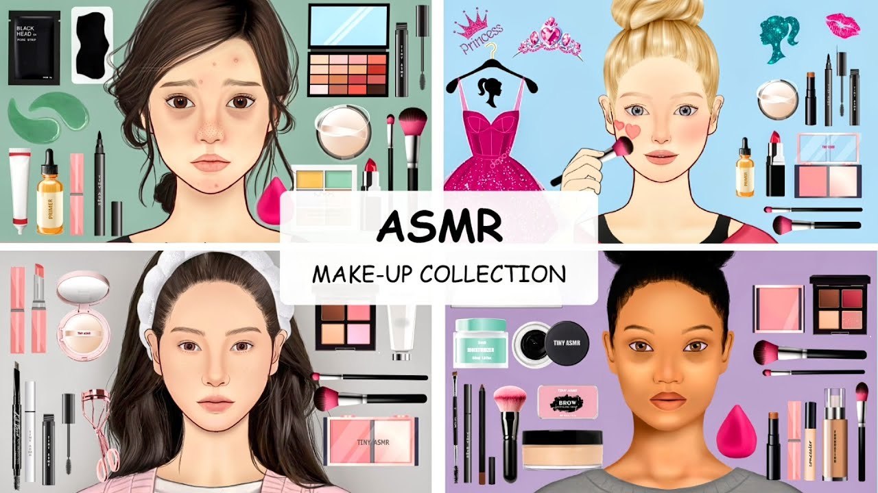 ASMR Beauties Makeup Collection : Black Beauty, Korean , Barbie and Tired Woman Makeovers Animations
