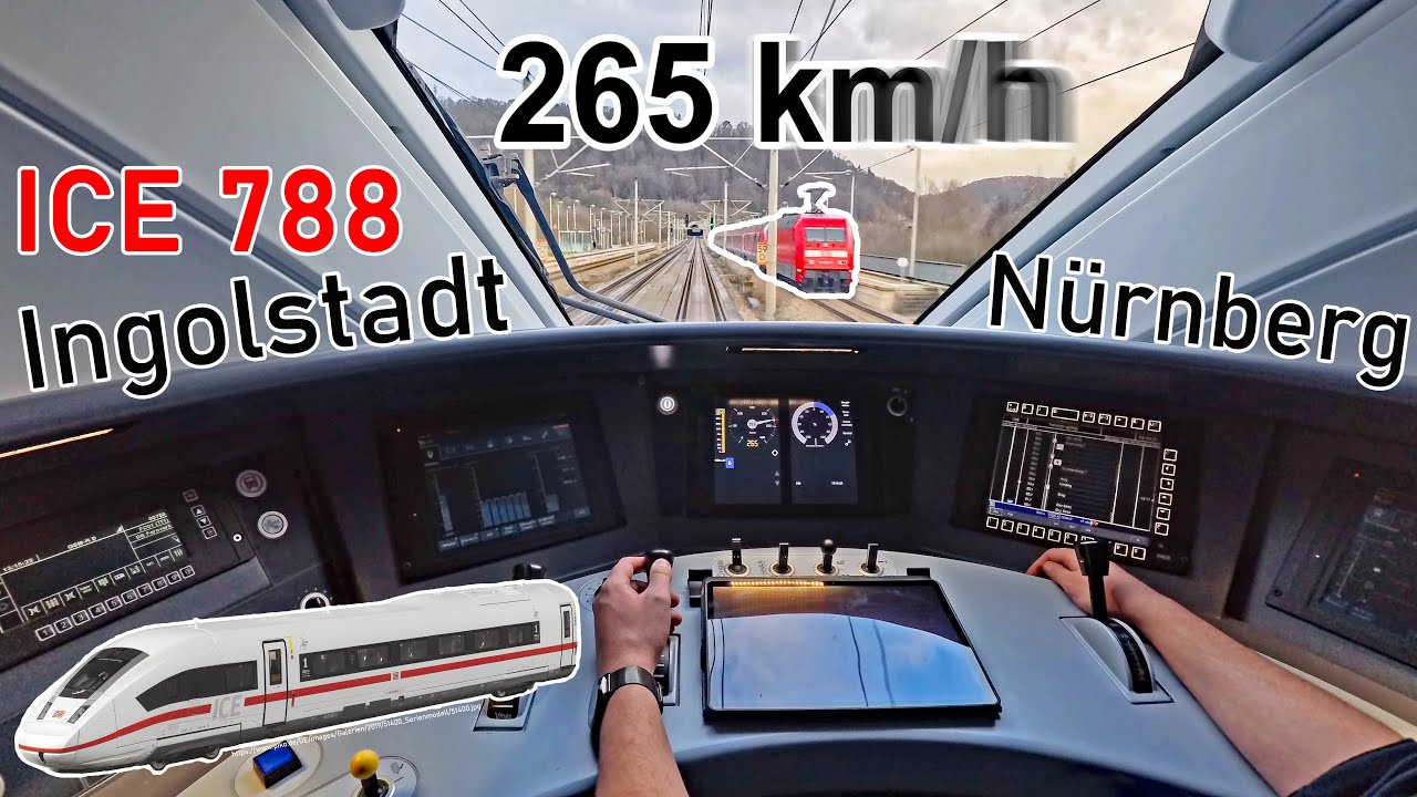Поезд обгоняет на скорости 265 км/ч! | ICE 788 Ингольштадт - Нюрнберг | Поездка на такси ICE 4