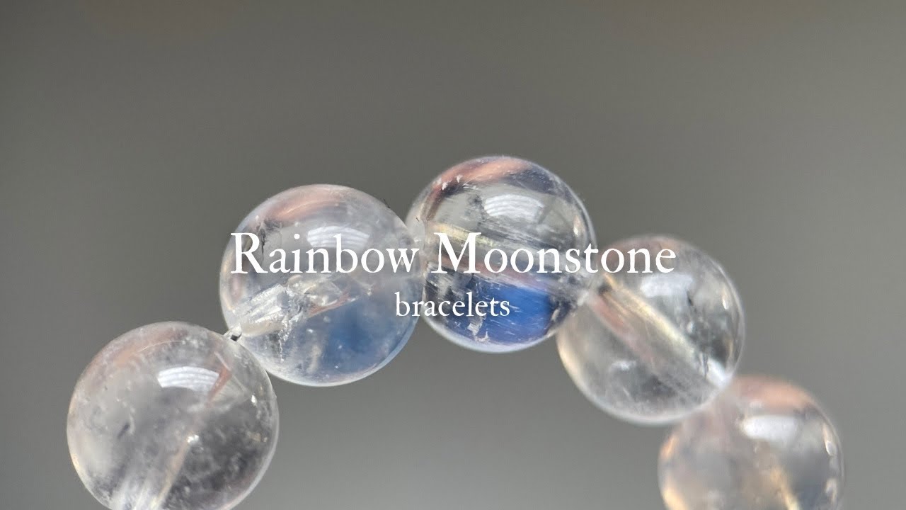 Natural Rainbow Moonstone Bracelet เรนโบว์มูนสโตน - Swanic & co.