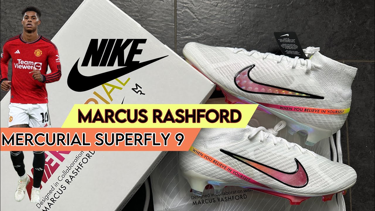 Nike Zoom Mercurial Superfly 9 Elite MR 🌟 Marcus Rashford Boot unboxing + on Feet 🔴⚫️