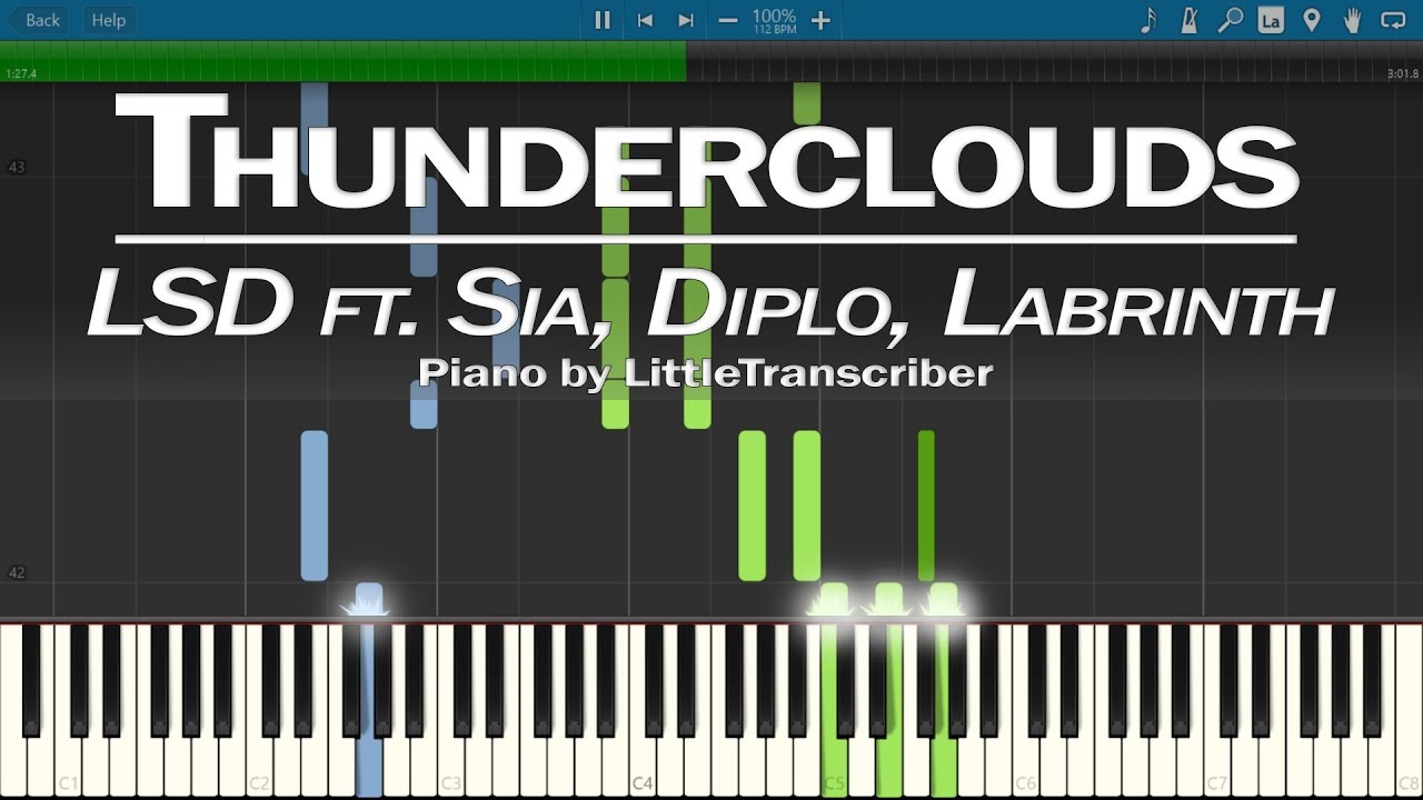 LSD - Thunderclouds (Piano Cover) ft. Sia, Diplo, Labrinth Synthesia Tutorial by LittleTranscriber
