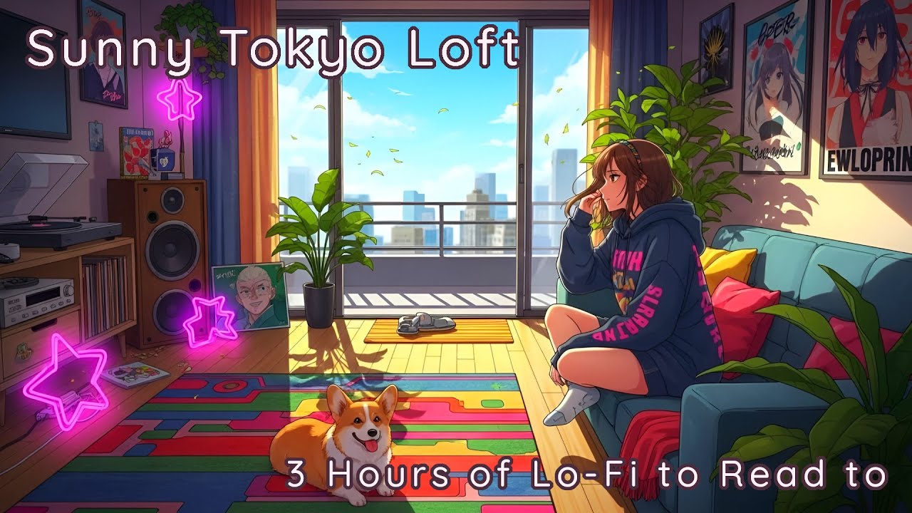 3 Hours of Lo-Fi to Read to ☀️🐾  Sunny Tokyo Loft