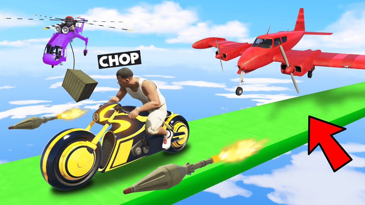 GTA 5 FLYING PLANES VS BIKE IN EXTREME STUNTS PARKOUR