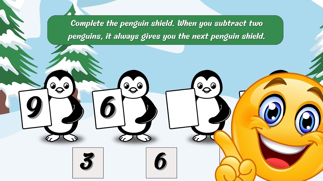 Fun First Grade Math Quiz | Subtraction 1–10 for Kids | Complete the Penguin Shield 🐧 Safe Place