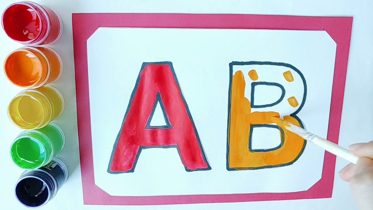 ABC alphabet song 들으며 그림자 따라 alphabet 그리고 알록 달록 물감으로 색칠하기| ABC Song | Alphabet Drawings and Coloring