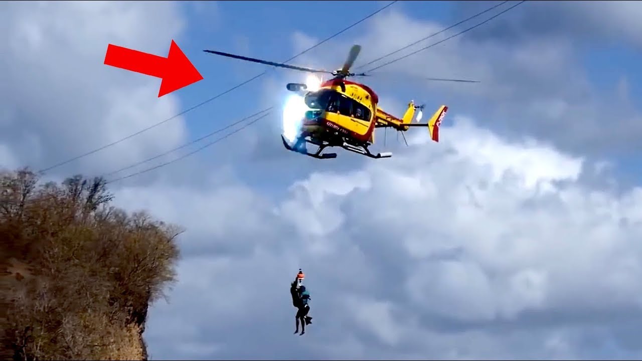 Helicóptero de rescate golpeo unas líneas eléctricas