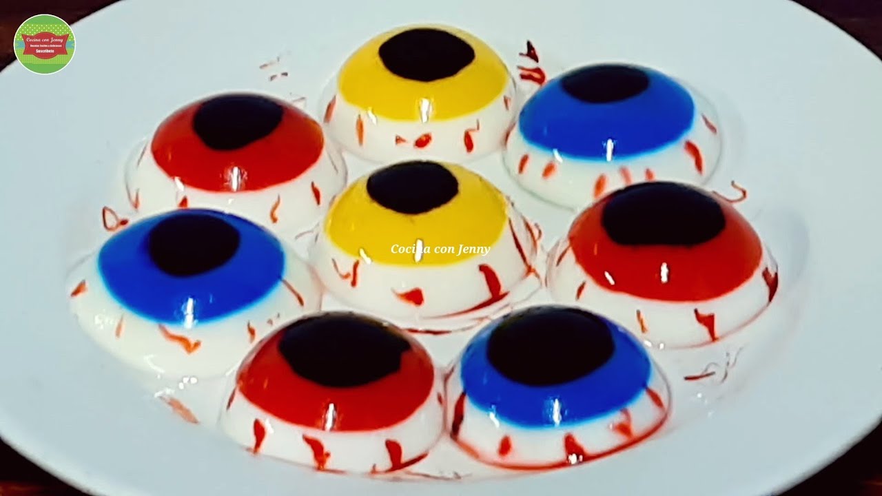 Como hacer ojos de gelatina muy fácil y rapido 👀 Hollowen 🎃🔮