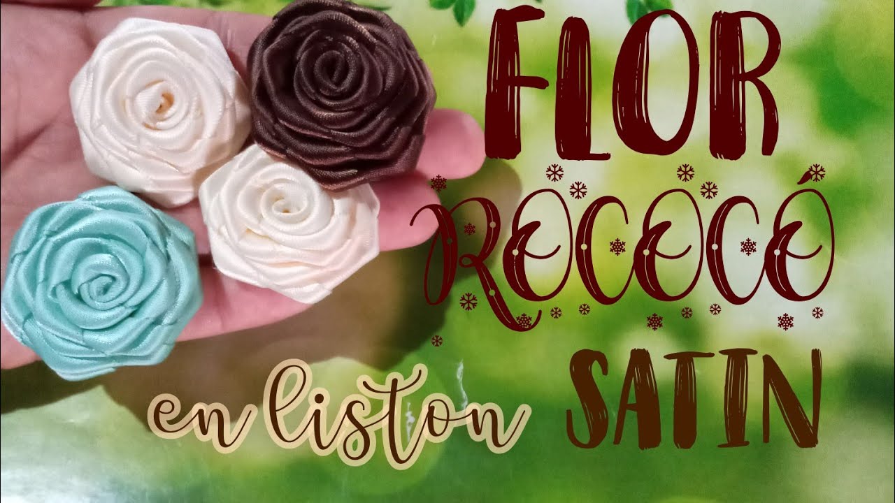 Como hacer una flor rococó  de liston  satin//floresely