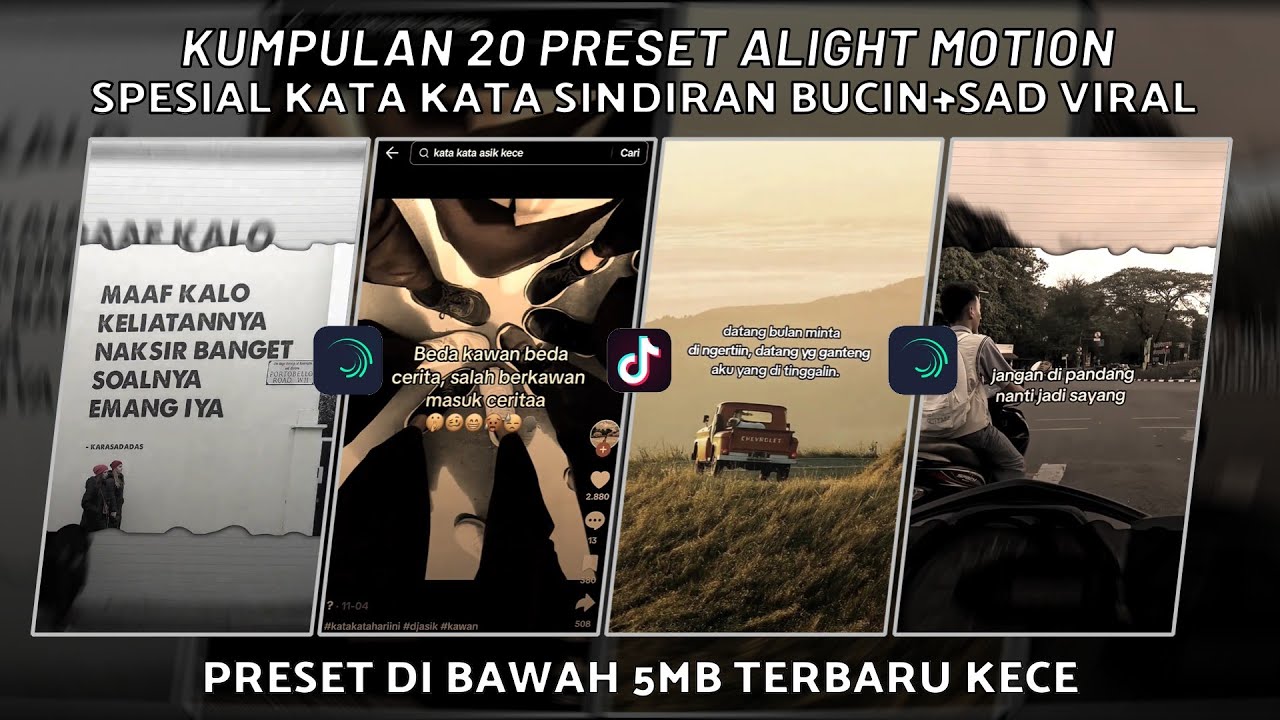KUMPULAN 20 PRESET JJ ALIGHT MOTION SPESIAL KATA KATA SINDIRAN KECE BUCIN+SAD | PRESET DI BAWAH 5 MB