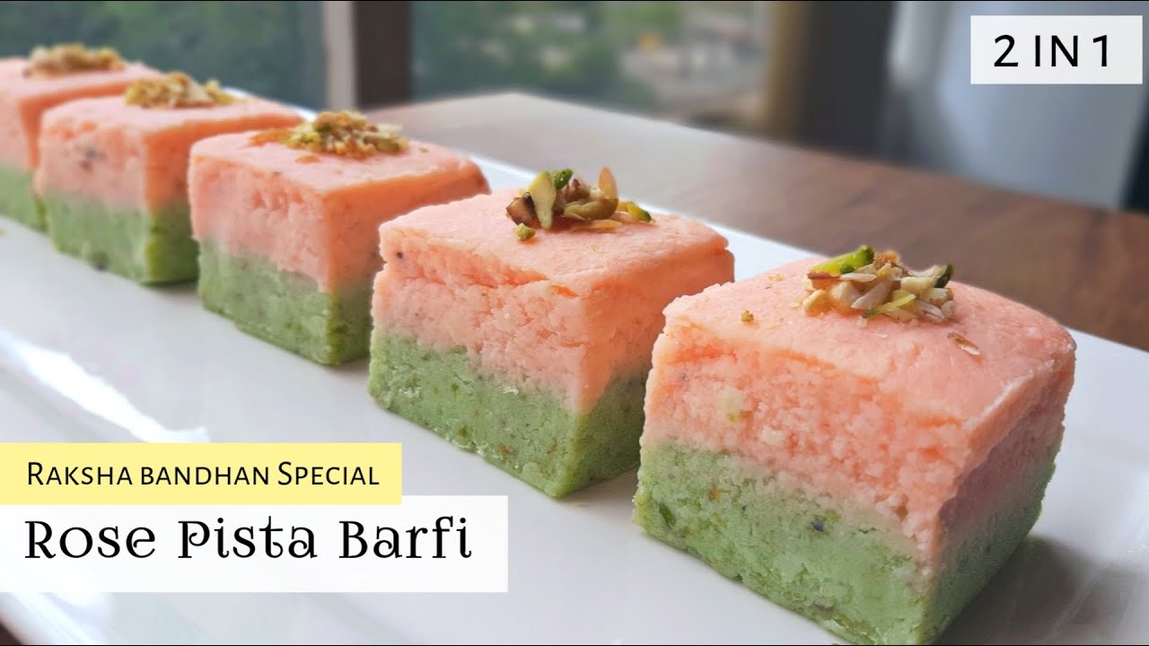 Rose Pista Barfi | 2 layer Barfi | Rakshabandhan Special | FOODGLAM | Barfi recipe | 2 in 1 Sweet