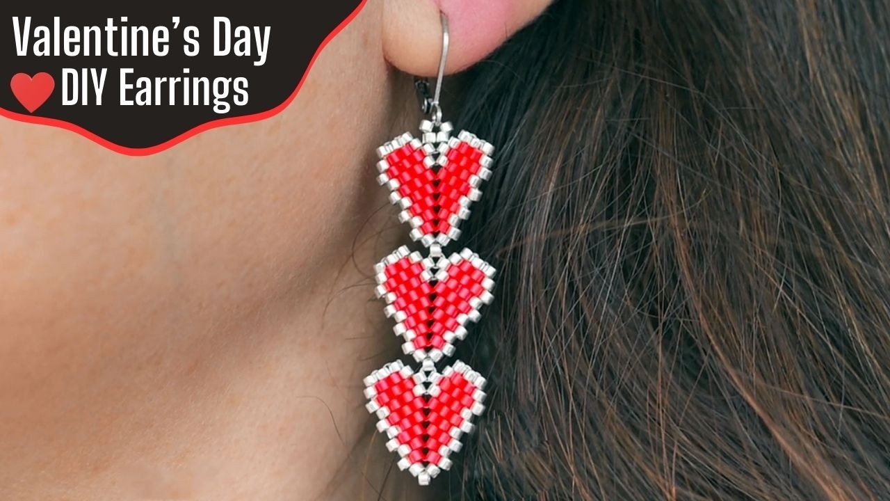 Серьги-сердечки из бисера, сделанные своими руками ❤️ Потрясающие серьги ко Дню святого Валентина!
