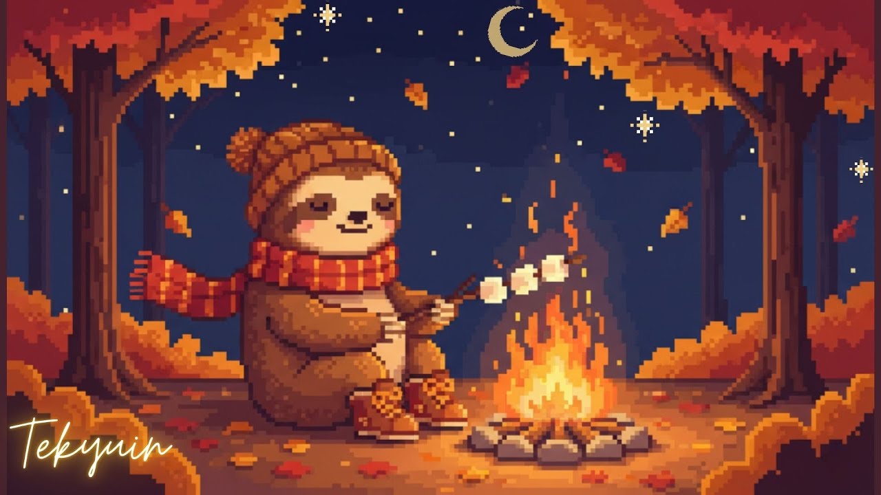 Cozy Pixel Campfire🔥 | Autumn Lofi Beats to Relax, Study & Sleep To