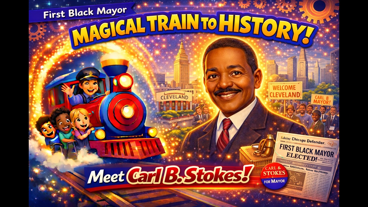 Magical Train to History| Carl B. Stokes | BLACK HISTORY | MEN IN BLACK HISTORY| CHILDREN FIRST TV