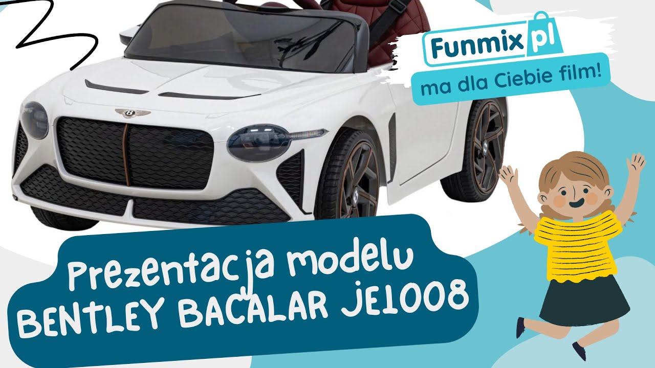 Prezentacja BENTLEY BACALAR JE1008 - koła EVA, MP3, LED - autko na akumulator dla dzieci - funmix.pl