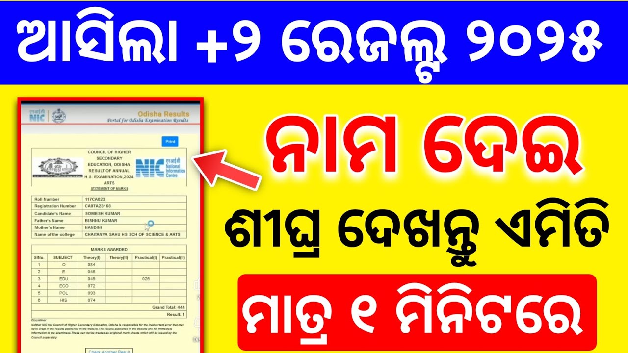 How to check plus two result odisha 2025|check +2 results by name 2025