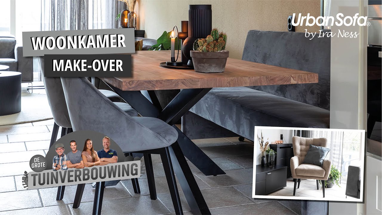 UrbanSofa | De Rocco eettafel met zwarte spinpoot en de Nice eetkamerbank  | S4E32