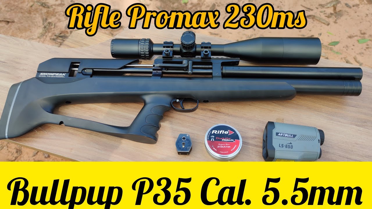 BULLPUP P35 ARTEMIS CAL. .22 LUNETA VECTOR OPTICS 6-24X50SFP, RIFLE PROMAX V0 230M/S
