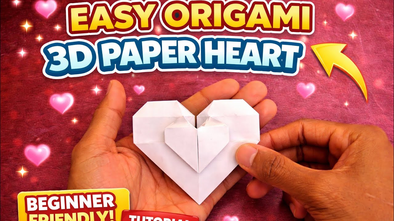 Easy Origami 3D Heart #9 | Cute Puffy Paper Heart Step by Step Tutorial