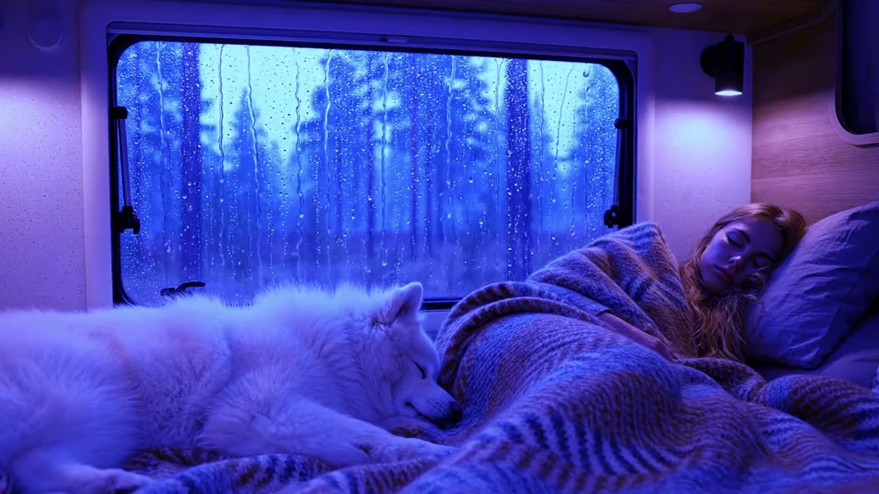Heavy Rain and Thunderstorm for Deep Sleep – Blue Night Window | Stress Relief