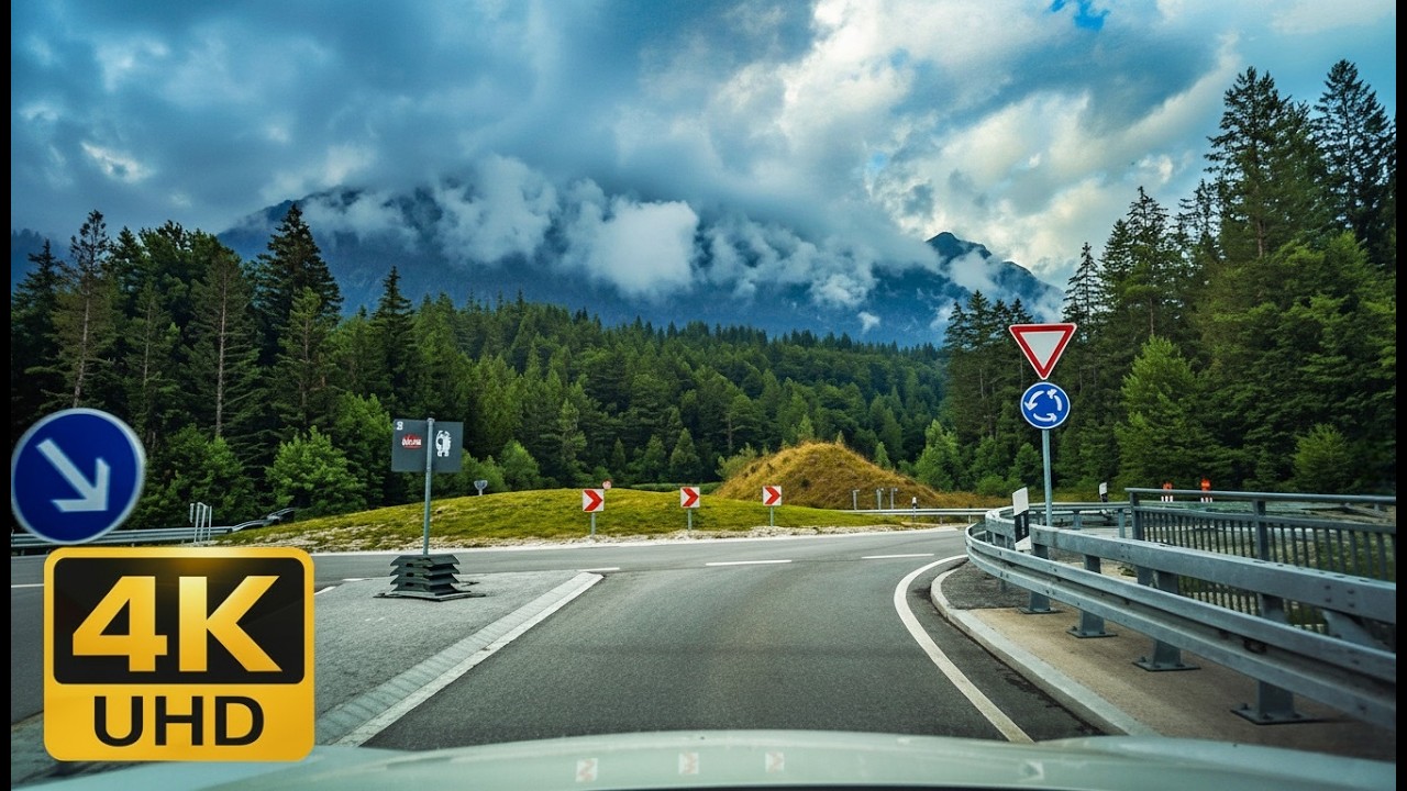 4K Driving the Road to Eibsee for DEEP SLEEP | 40 Mins | Germany, Atmospheric Storm Clouds, Car ASMR