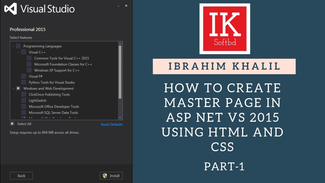 How to Create Master Page in ASP net VS 2015 Using HTML and CSS Part-1