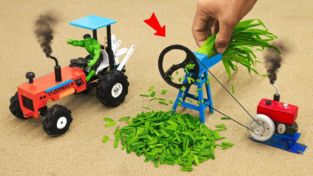 Diy mini tractor making chaff cutter machine for farm animals | science project @sanocreator